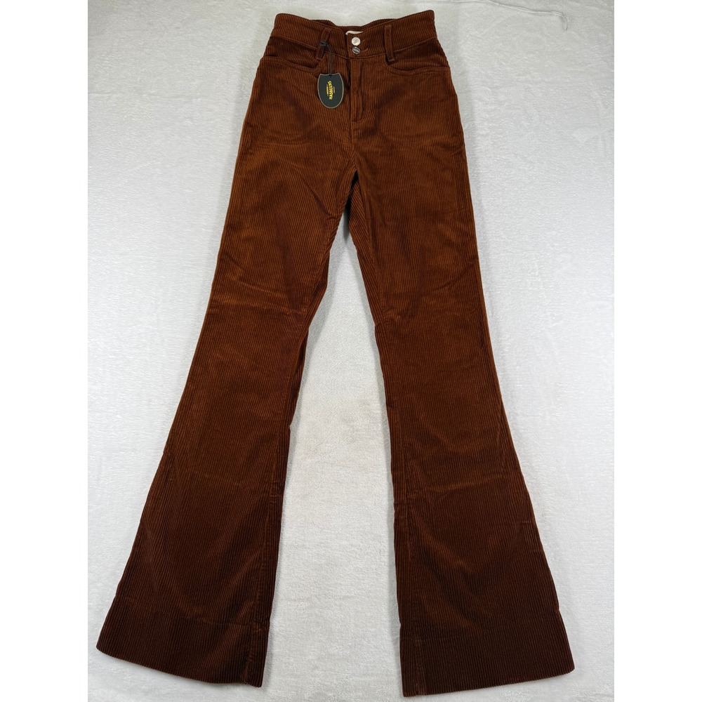 Swedish Hasbeens Flare Jeans Cord Warm Brown High Waist Corduroy Pants Size 27